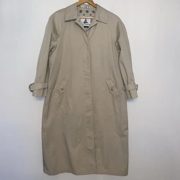 Vintage Misty Harbor Tan Trench Coat Women's Button Front Rain Coat 80s 90s